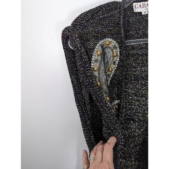 Vintage 80's Gabani Couture Sweater Vest Wool Metallic Paisley Embellishments - Picture 8 of 14